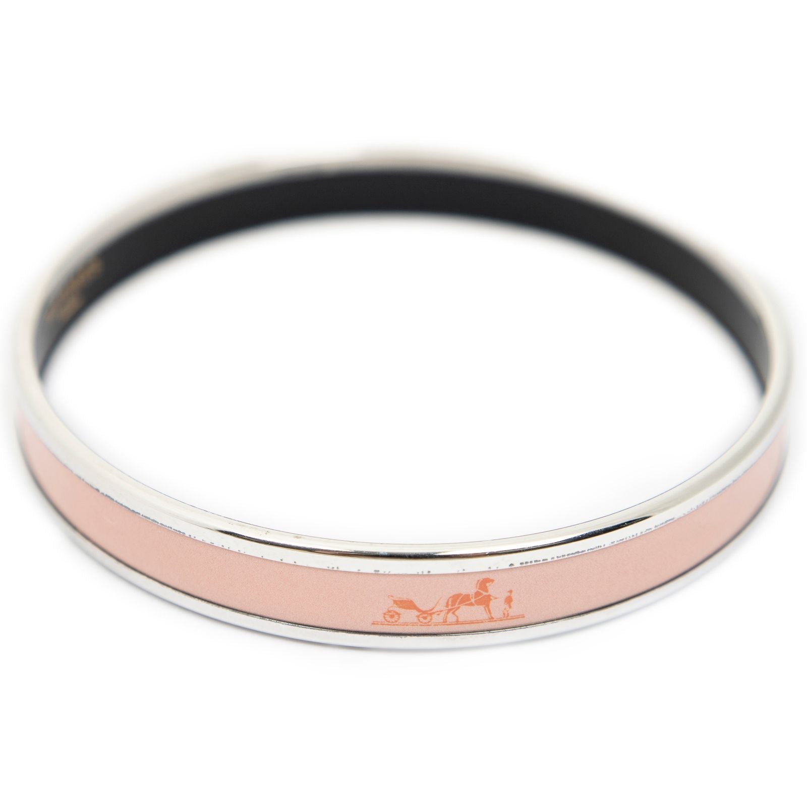 Hermes Enamel Bangle Pink Logo Motif Bracelet — view 2