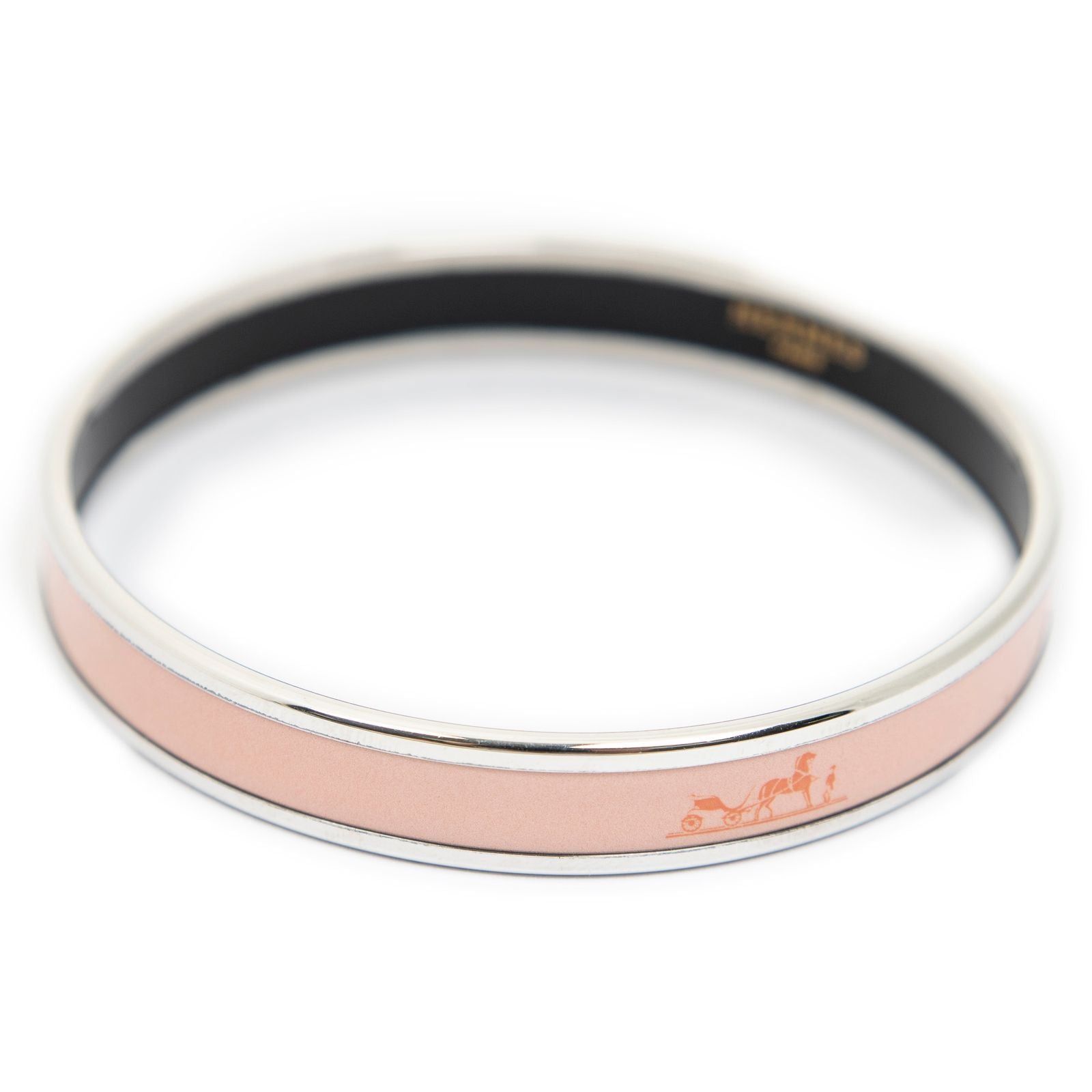 Hermes Enamel Bangle Pink Logo Motif Bracelet — view 3