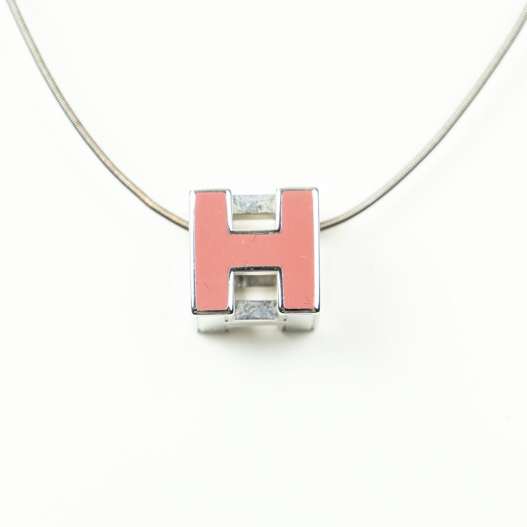 Hermes h Cube Pendant Pink Silver Plated — view 2