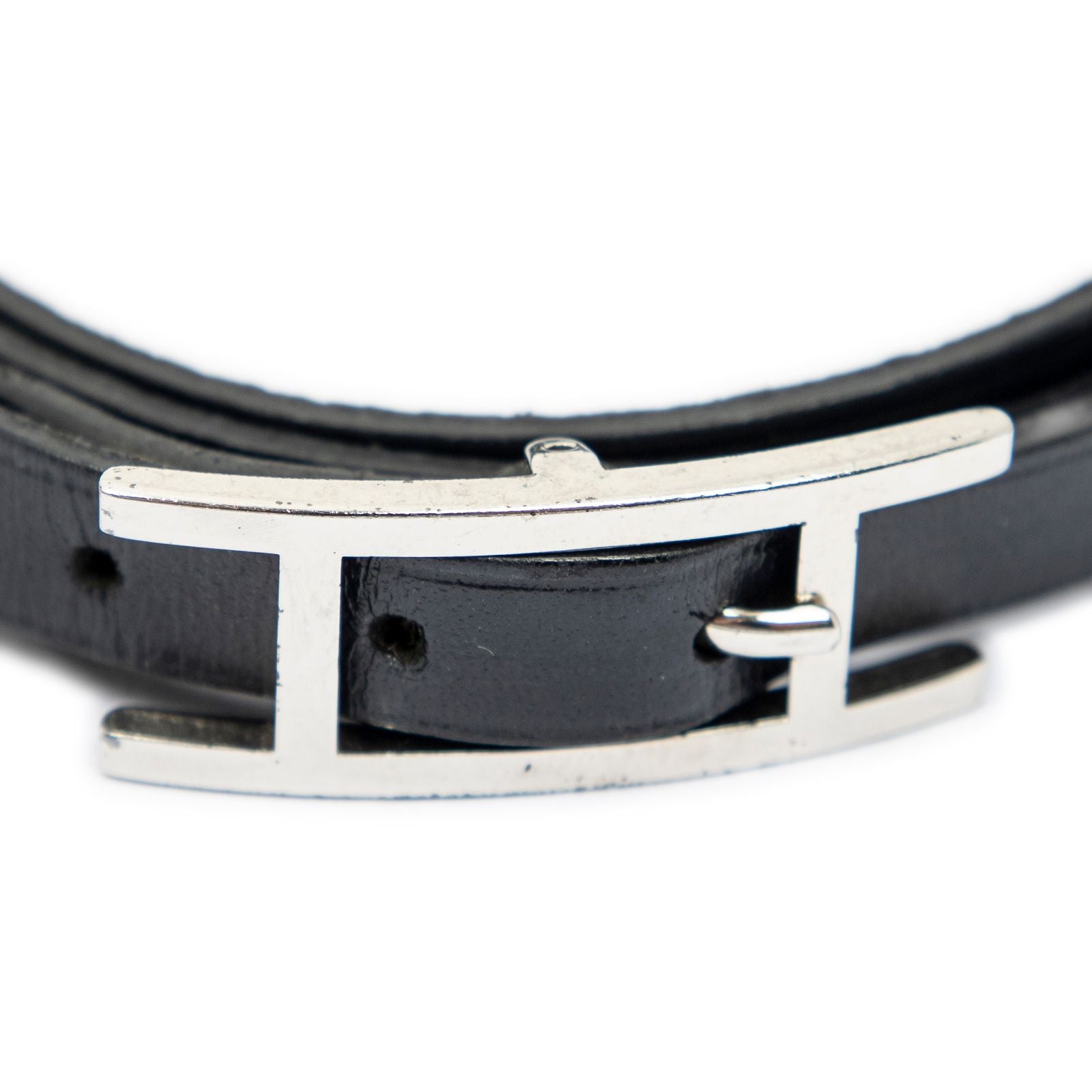 Hermes Behapi Triple Strand Bracelet Black Swift Leather — view 3