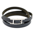 Hermes Behapi Triple Strand Bracelet Black Swift Leather