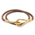 Hermes Jumbo Hook Double Tour Bracelet Brown Calfskin Leather