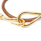 Hermes Jumbo Hook Double Tour Bracelet Brown Calfskin Leather — view 3