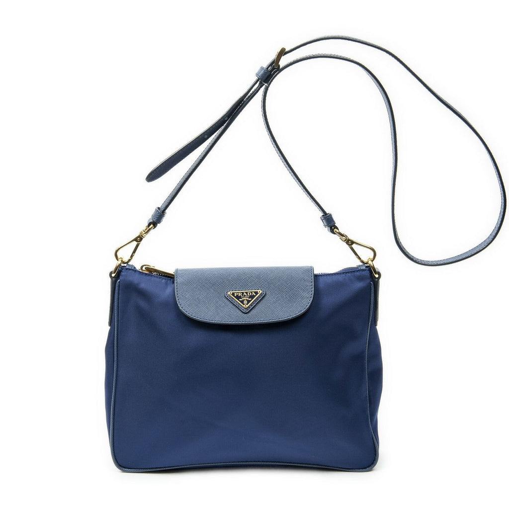 Prada Small Zip Crossbody Blue Nylon Canvas