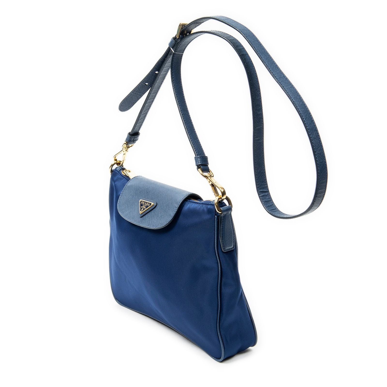 Prada Small Zip Crossbody Blue Nylon Canvas — view 2