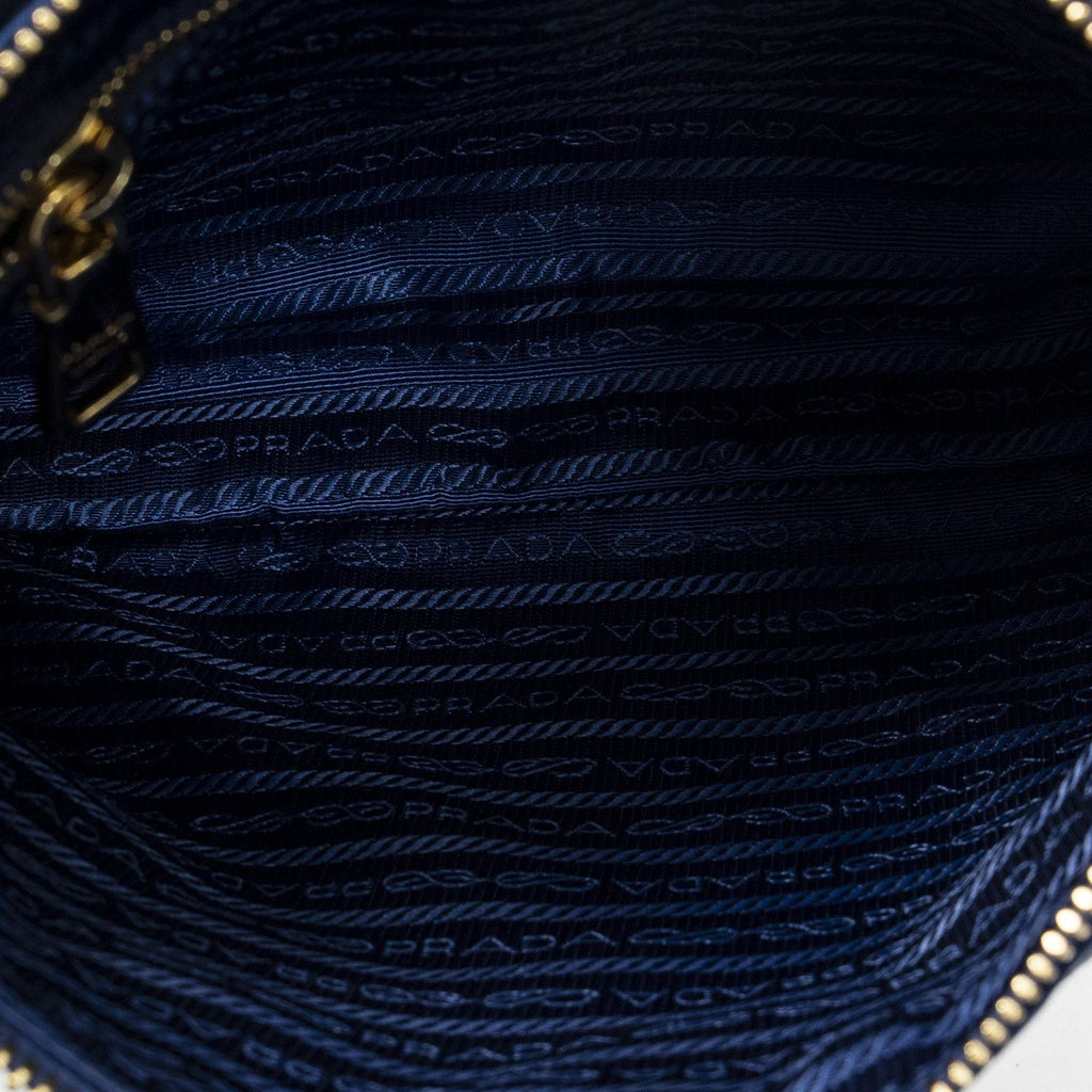 Prada Small Zip Crossbody Blue Nylon Canvas — view 9