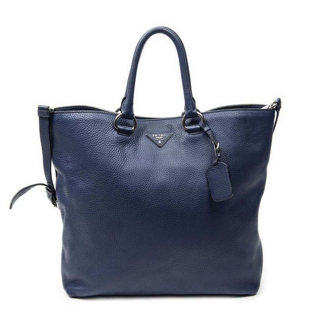 Prada 2-Way Tote Navy Vitello Daino