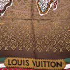 Louis Vuitton Scarf Silk Monogram Map Pattern Brown — view 6