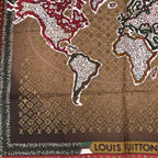 Louis Vuitton Scarf Silk Monogram Map Pattern Brown — view 4