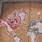 Louis Vuitton Scarf Silk Monogram Map Pattern Brown — view 2