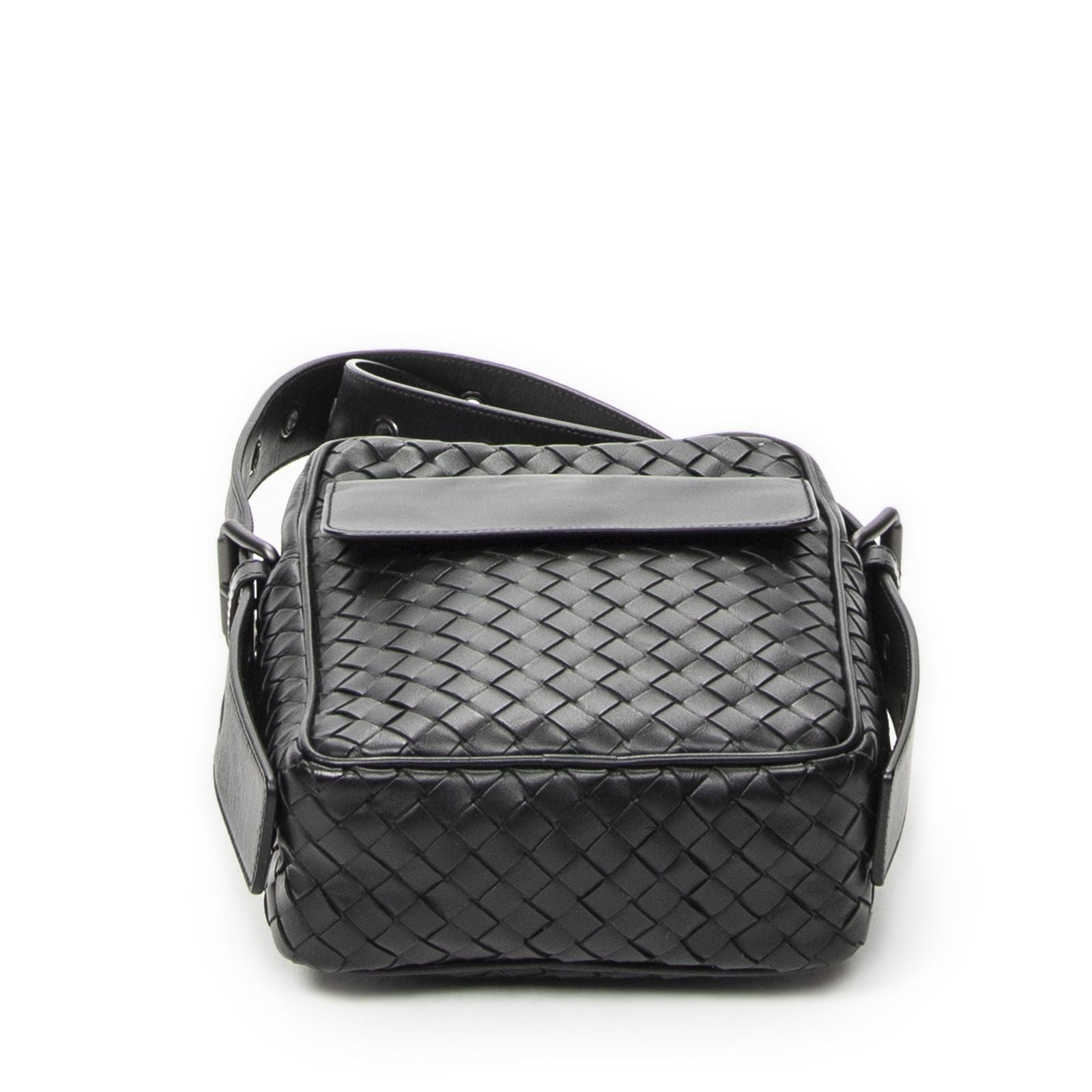 Bottega Veneta Front Pocket Crossbody Black Intrecciato Leather — view 6