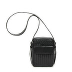 Bottega Veneta Front Pocket Crossbody Black Intrecciato Leather
