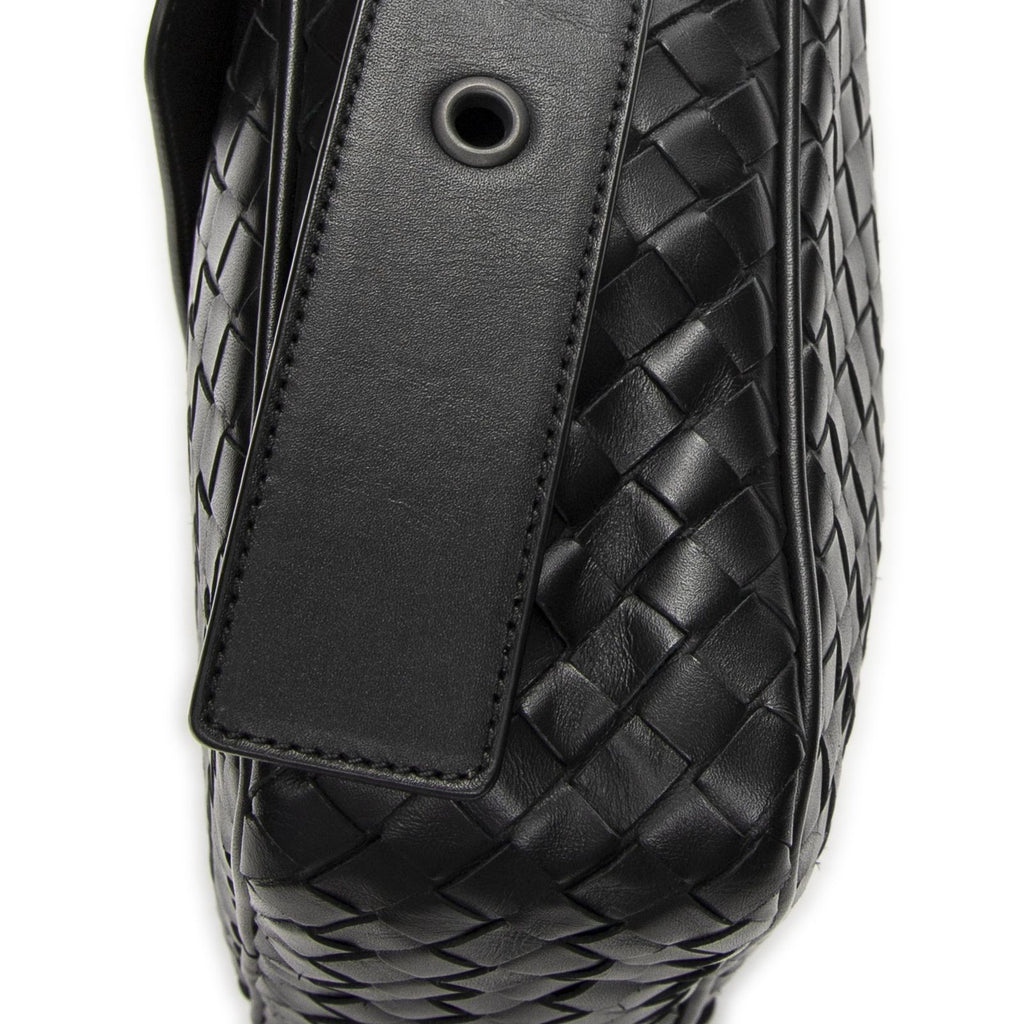 Bottega Veneta Front Pocket Crossbody Black Intrecciato Leather — view 8