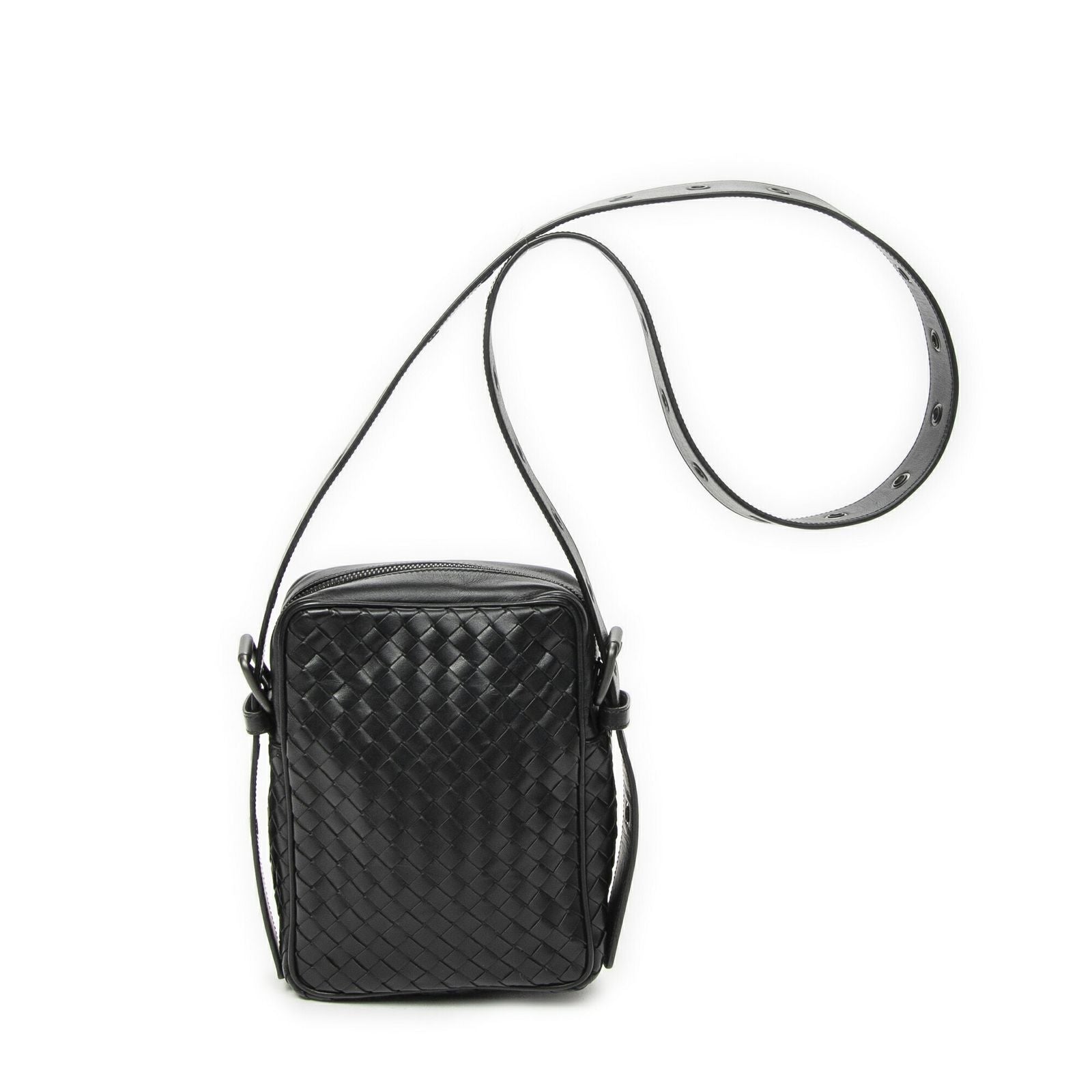 Bottega Veneta Front Pocket Crossbody Black Intrecciato Leather — view 5