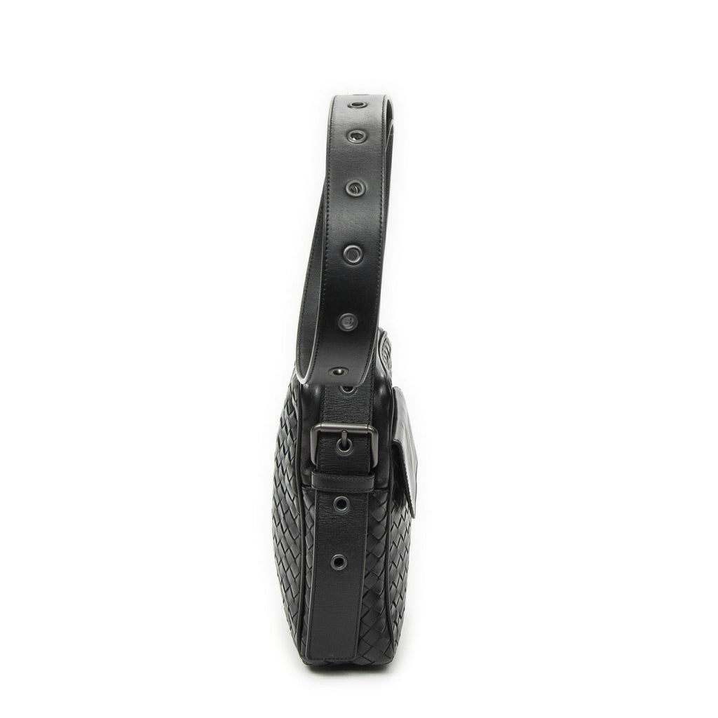 Bottega Veneta Front Pocket Crossbody Black Intrecciato Leather — view 4