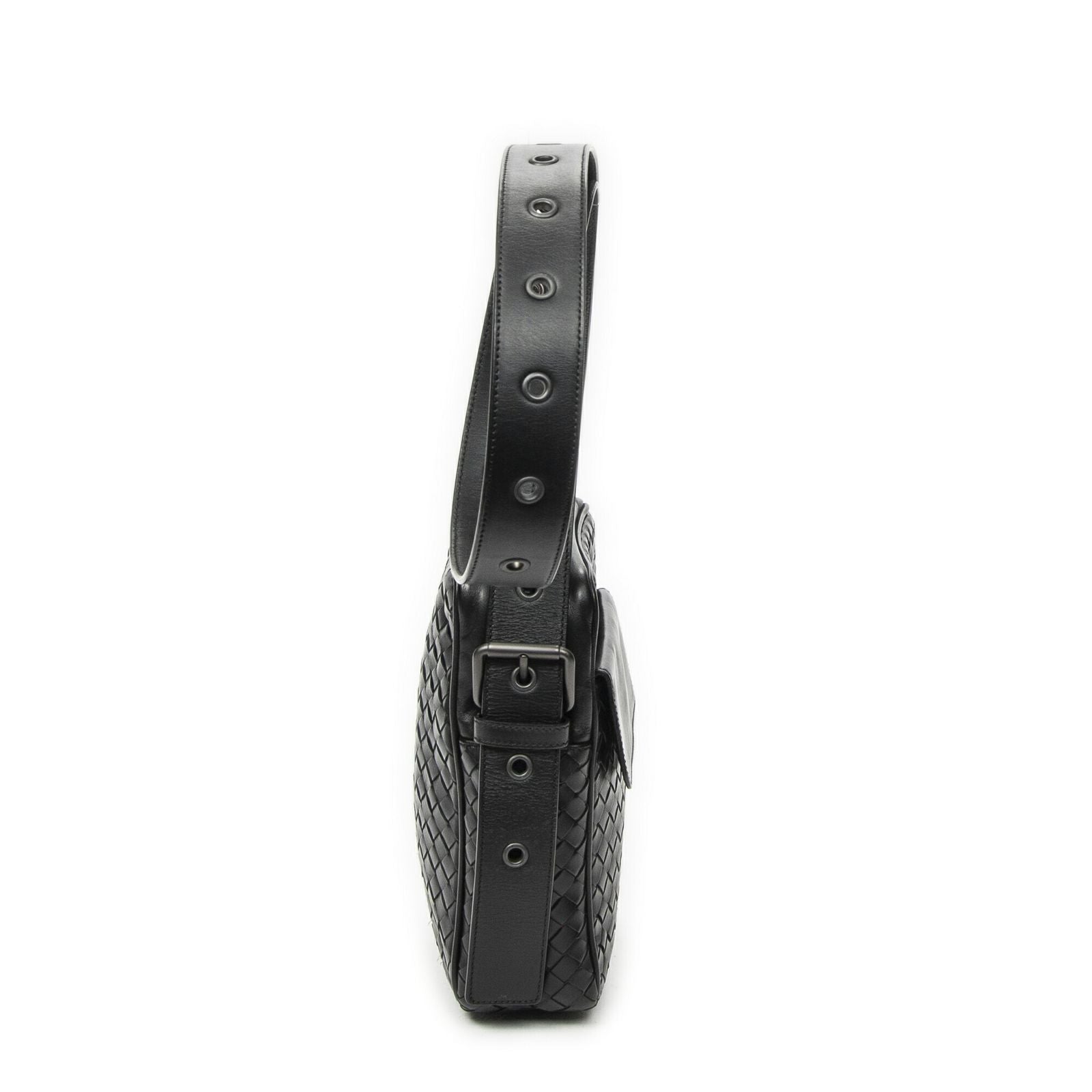 Bottega Veneta Front Pocket Crossbody Black Intrecciato Leather — view 4