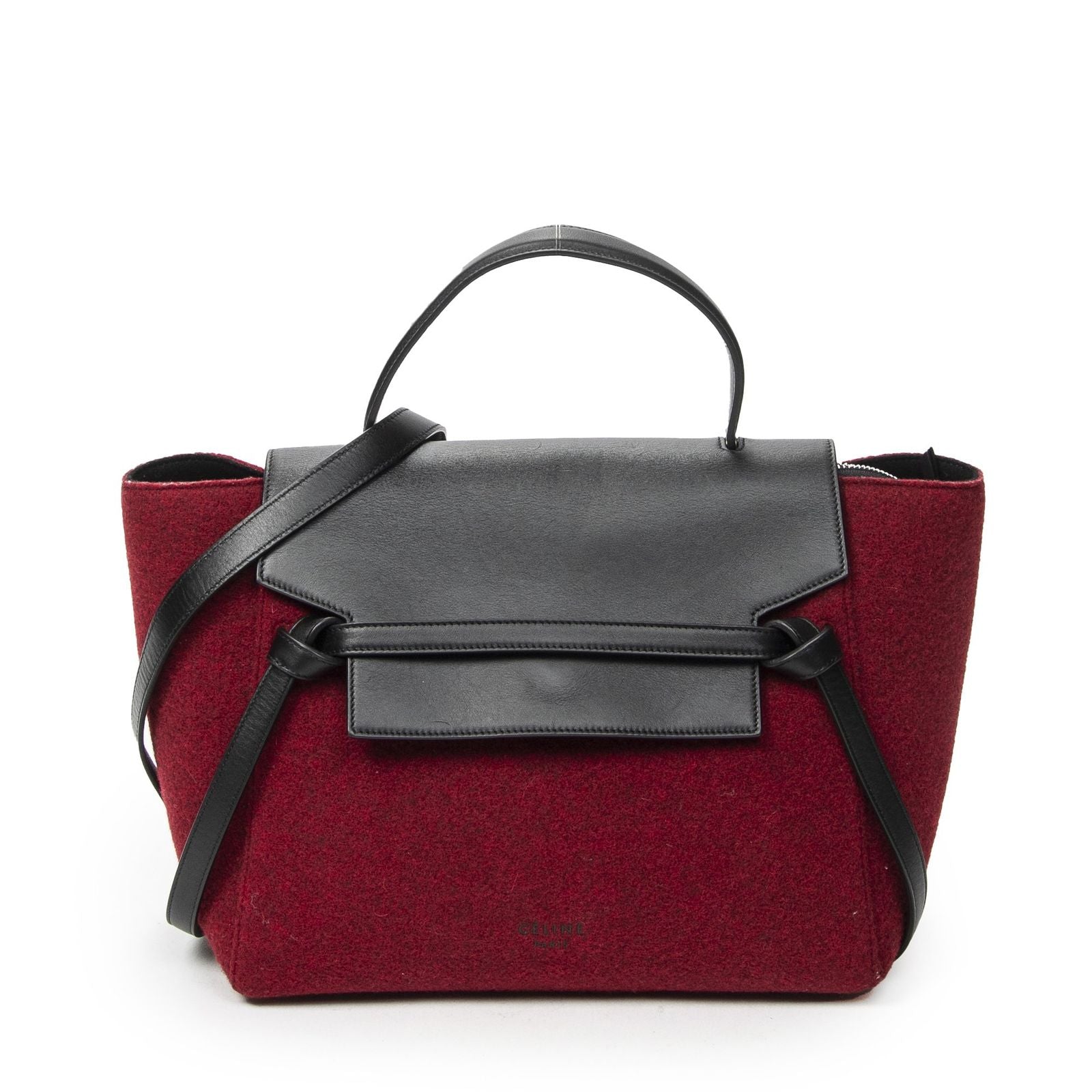 Celine Mini Belt Bag Red Black Wool Canvas