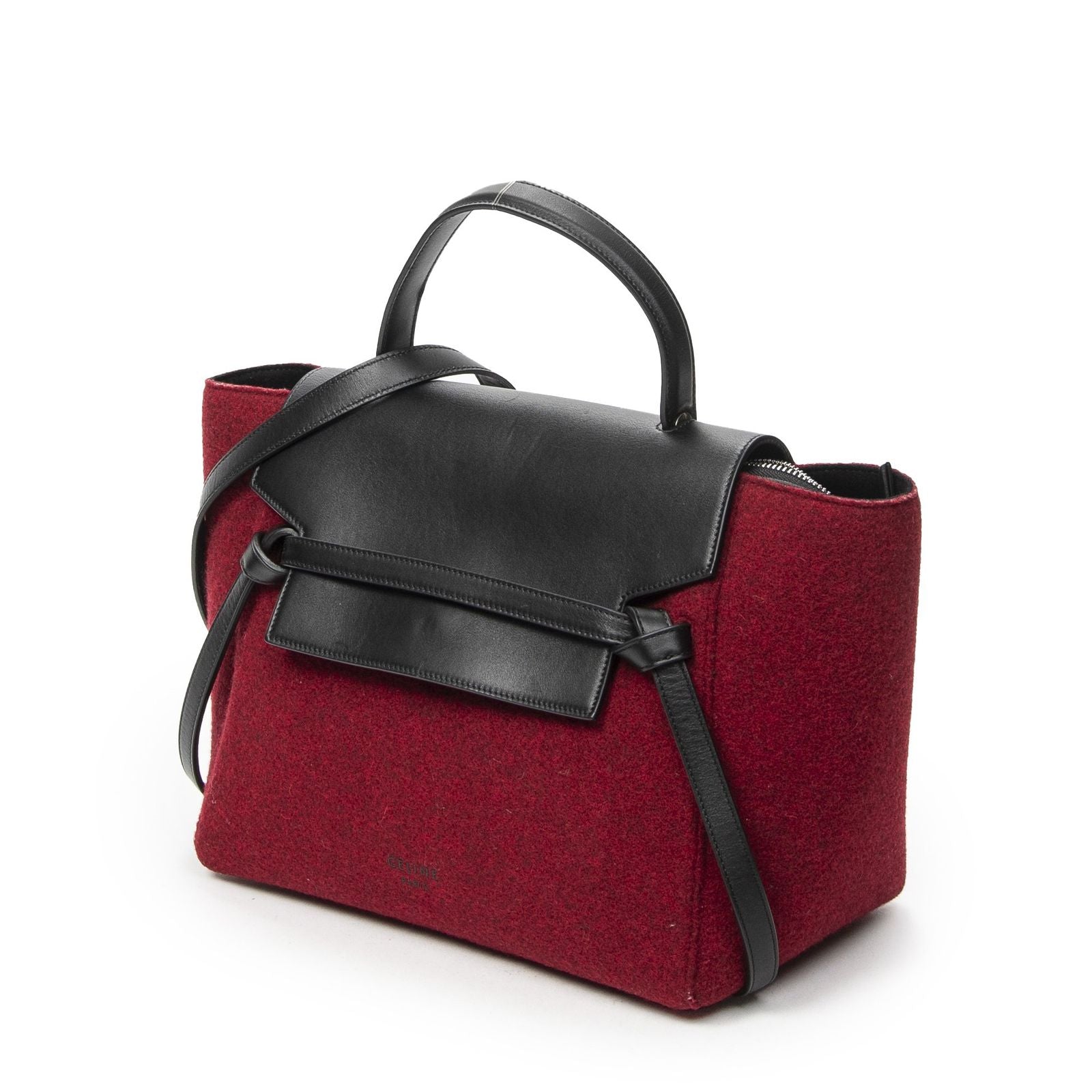 Celine Mini Belt Bag Red Black Wool Canvas — view 2