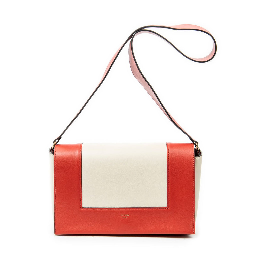 Celine Frame Cross Belt Bag Red Beige Calfskin Leather