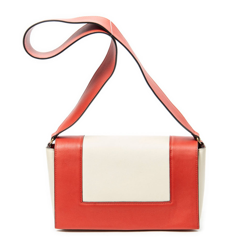 Celine Frame Cross Belt Bag Red Beige Calfskin Leather — view 5