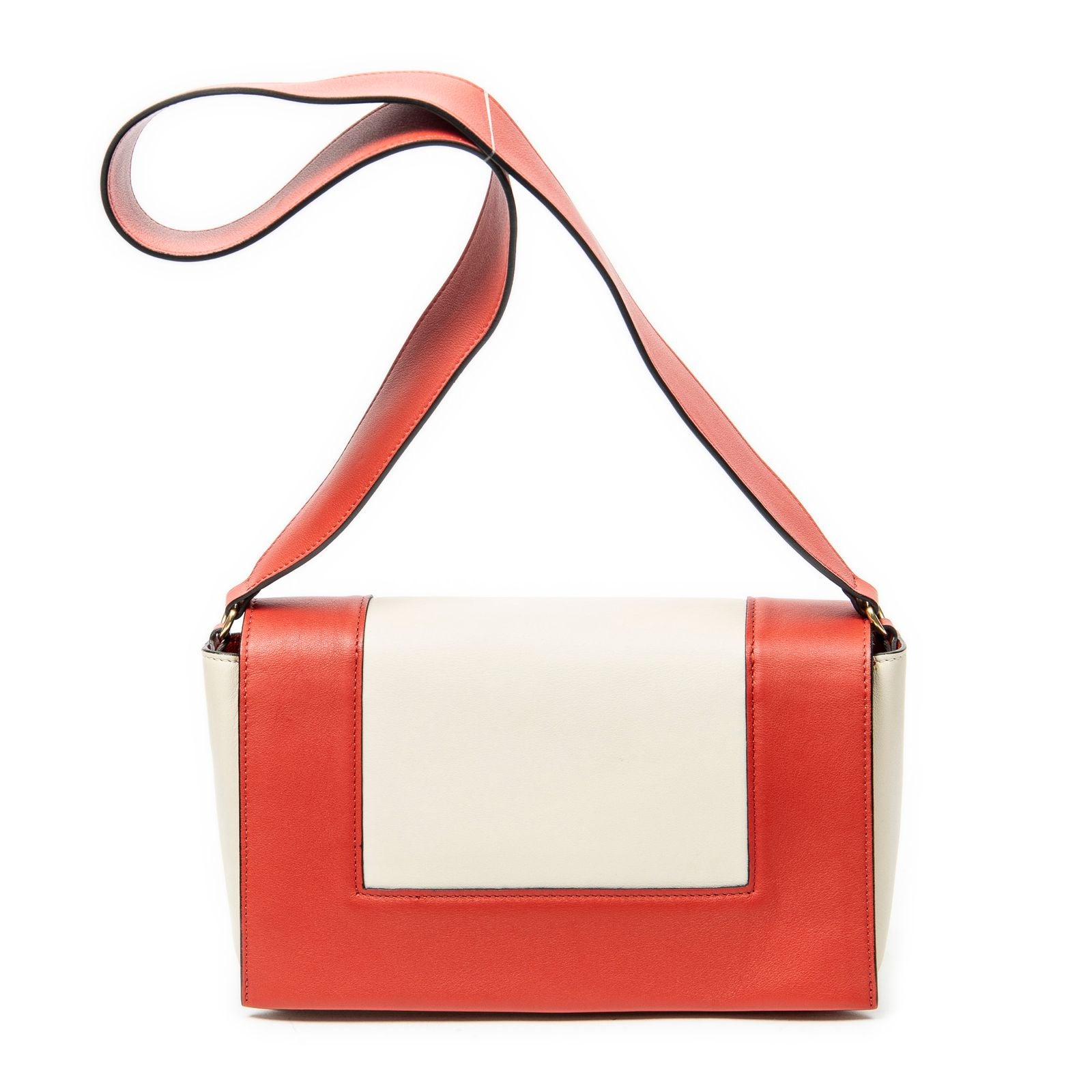 Celine Frame Cross Belt Bag Red Beige Calfskin Leather — view 5
