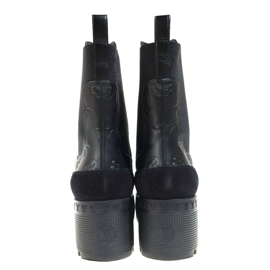 Louis Vuitton Laureate Line Monogram Leather Side Gore Heels Short Boots Black — view 3