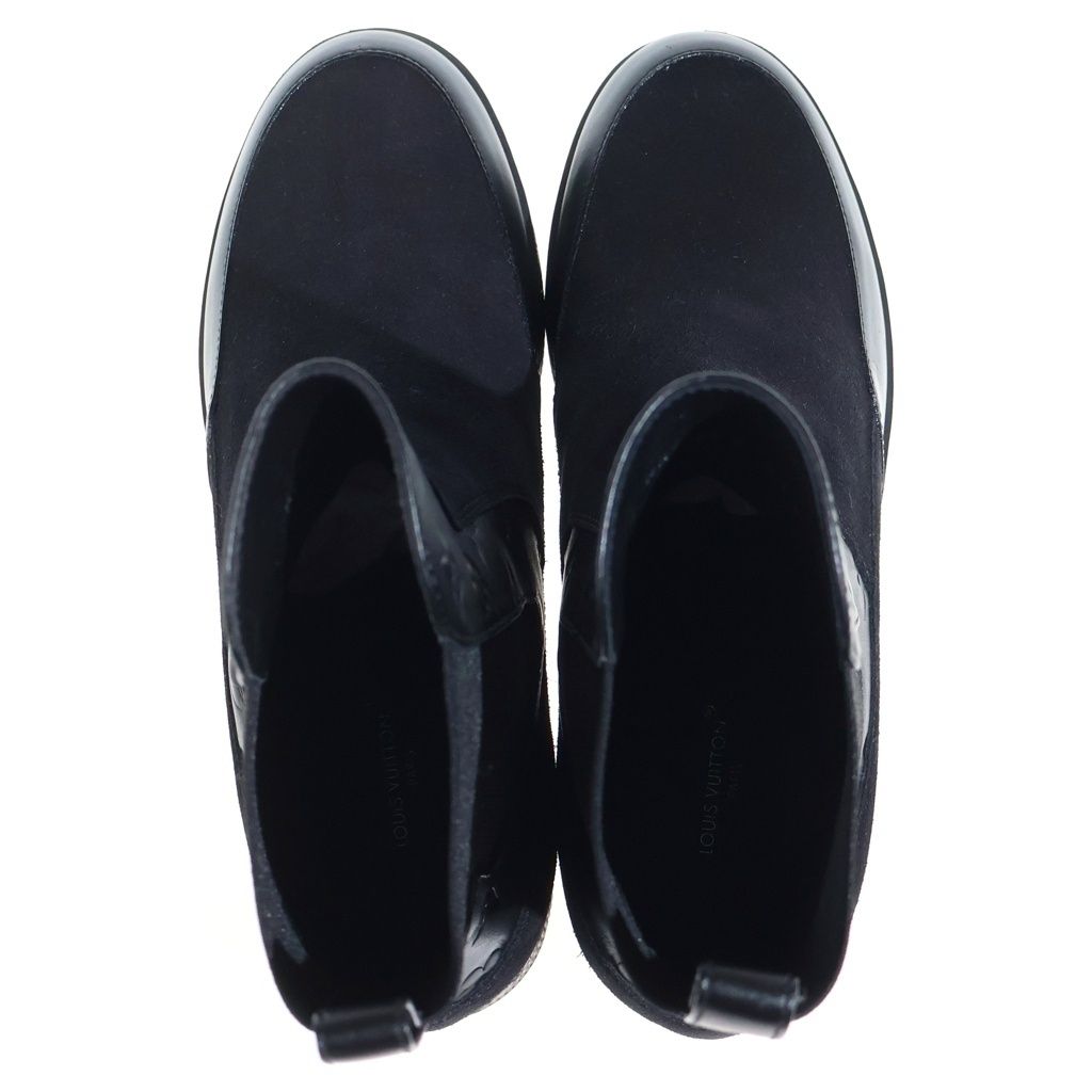 Louis Vuitton Laureate Line Monogram Leather Side Gore Heels Short Boots Black — view 4