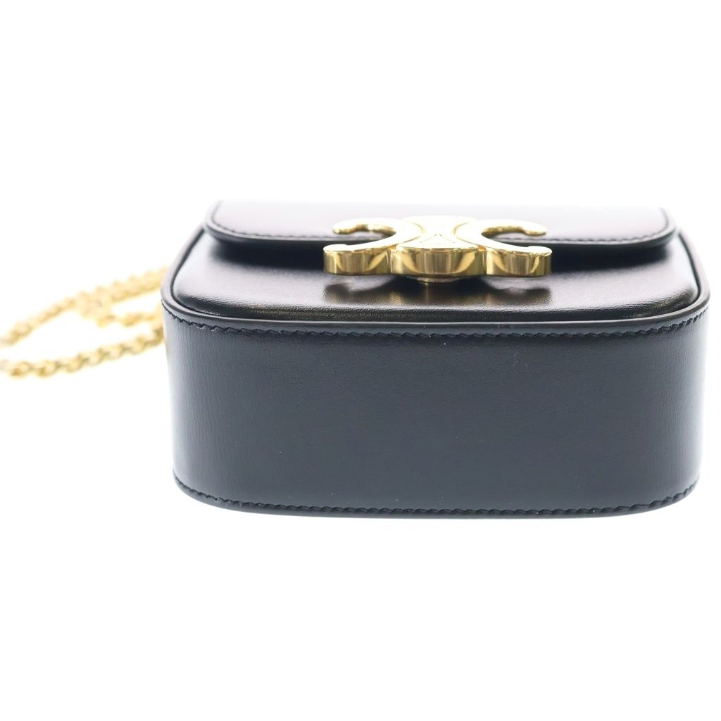 Celine Triomphe Mini Chain Mini Shoulder Bag Black Leather Gold — view 4