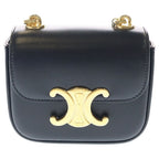 Celine Triomphe Mini Chain Mini Shoulder Bag Black Leather Gold