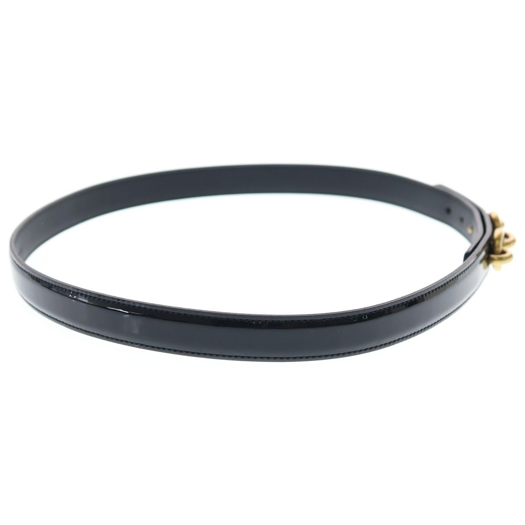 Saint Laurent Paris Maillon Leather Belt Black Patent Gold — view 3