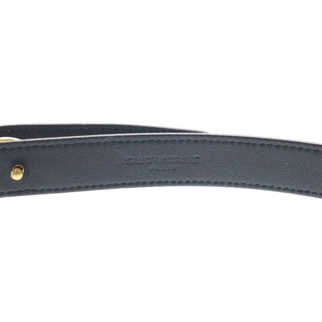 Saint Laurent Paris Maillon Leather Belt Black Patent Gold — view 5