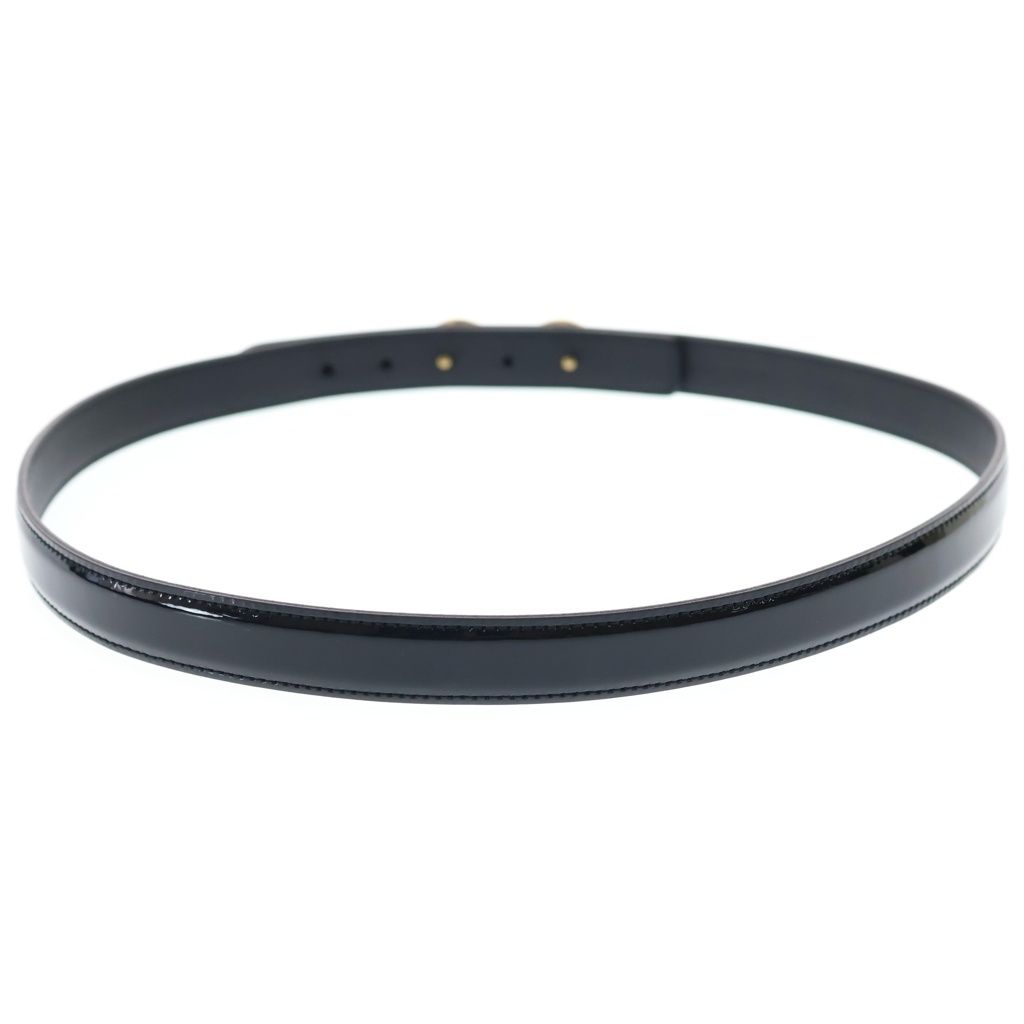 Saint Laurent Paris Maillon Leather Belt Black Patent Gold — view 2