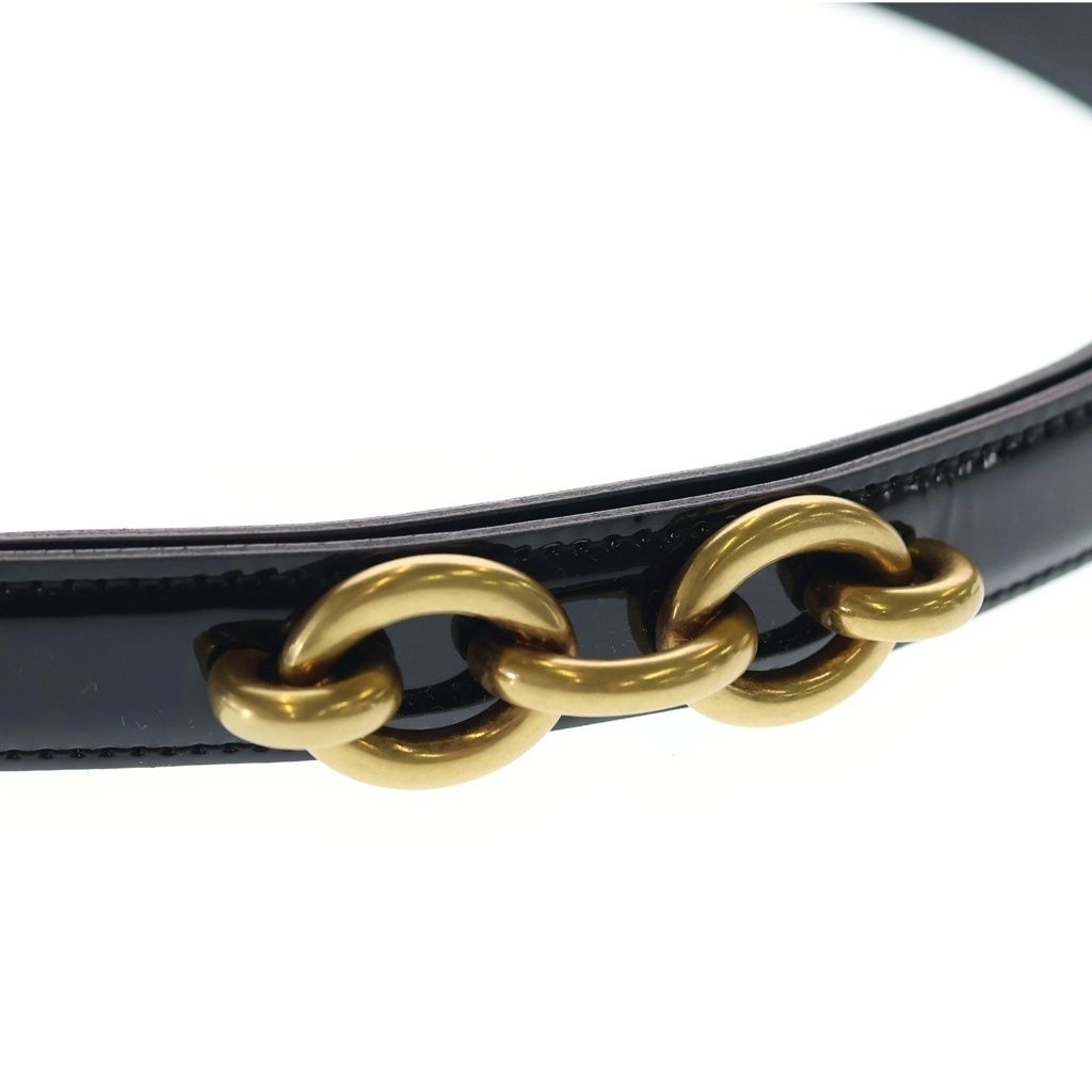Saint Laurent Paris Maillon Leather Belt Black Patent Gold — view 4