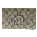 Gucci GG Supreme Dionysus Canvas Leather Chain Shoulder Bag Beige