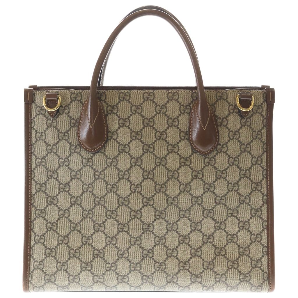 Gucci GG Supreme Small 2-Way Tote Brown Beige — view 2