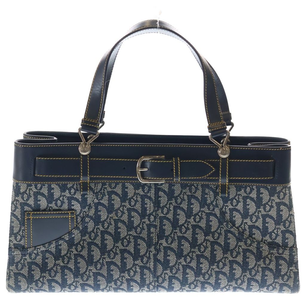 Dior Trotter Canvas Leather Tote Blue