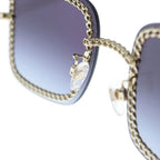 Chanel CC Logo Square Chain Sunglasses Gold Frame Gradient Lens Black Eyewear — view 5