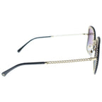 Chanel CC Logo Square Chain Sunglasses Gold Frame Gradient Lens Black Eyewear — view 3