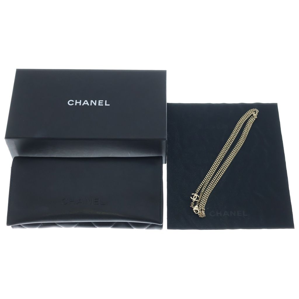Chanel CC Logo Square Chain Sunglasses Gold Frame Gradient Lens Black Eyewear — view 6