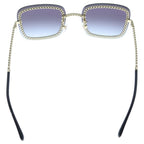 Chanel CC Logo Square Chain Sunglasses Gold Frame Gradient Lens Black Eyewear — view 2