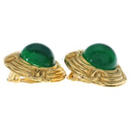 Chanel Green Stone Earrings Gold — view 3