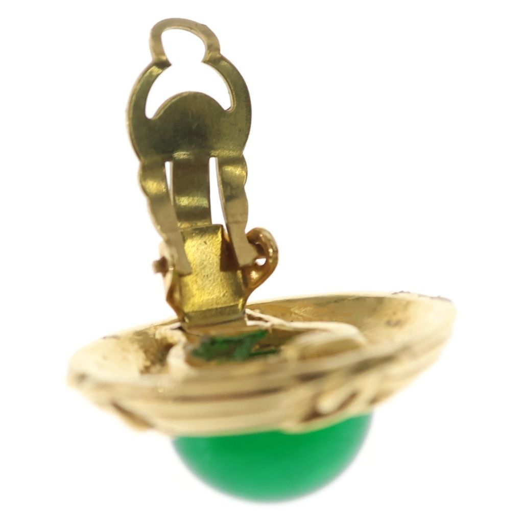 Chanel Green Stone Earrings Gold — view 5