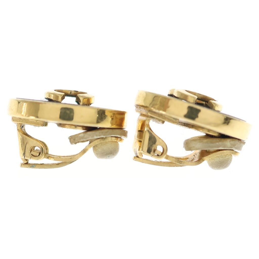 Chanel CC Logo Earrings Black Gold — view 3