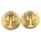 Chanel CC Logo Earrings Black Gold — view 2