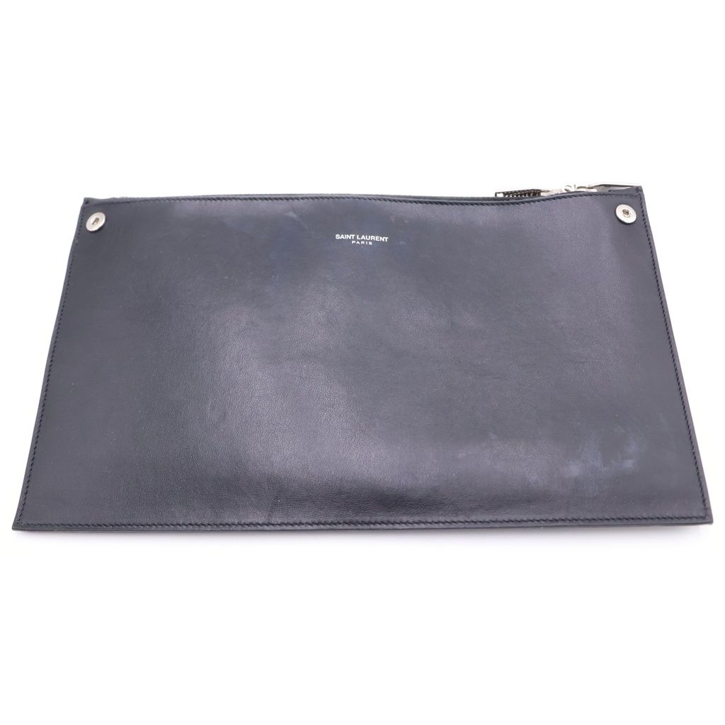 Saint Laurent Paris Embossed Croco Handbag Black Leather Silver — view 7