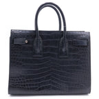 Saint Laurent Paris Embossed Croco Handbag Black Leather Silver — view 2