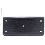 Saint Laurent Paris Embossed Croco Handbag Black Leather Silver — view 4