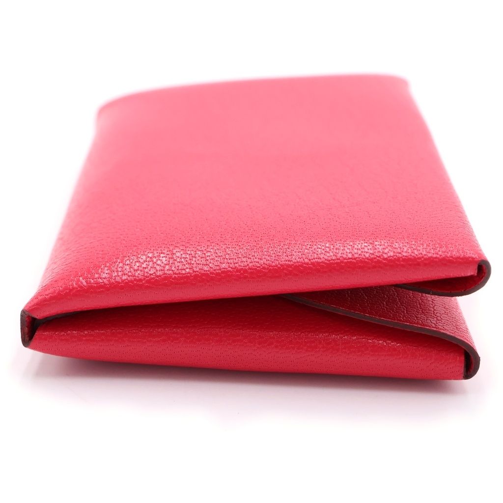 Hermes Calvi Duo Chevre Card Case Business Holder Coin Silver Pink — view 3