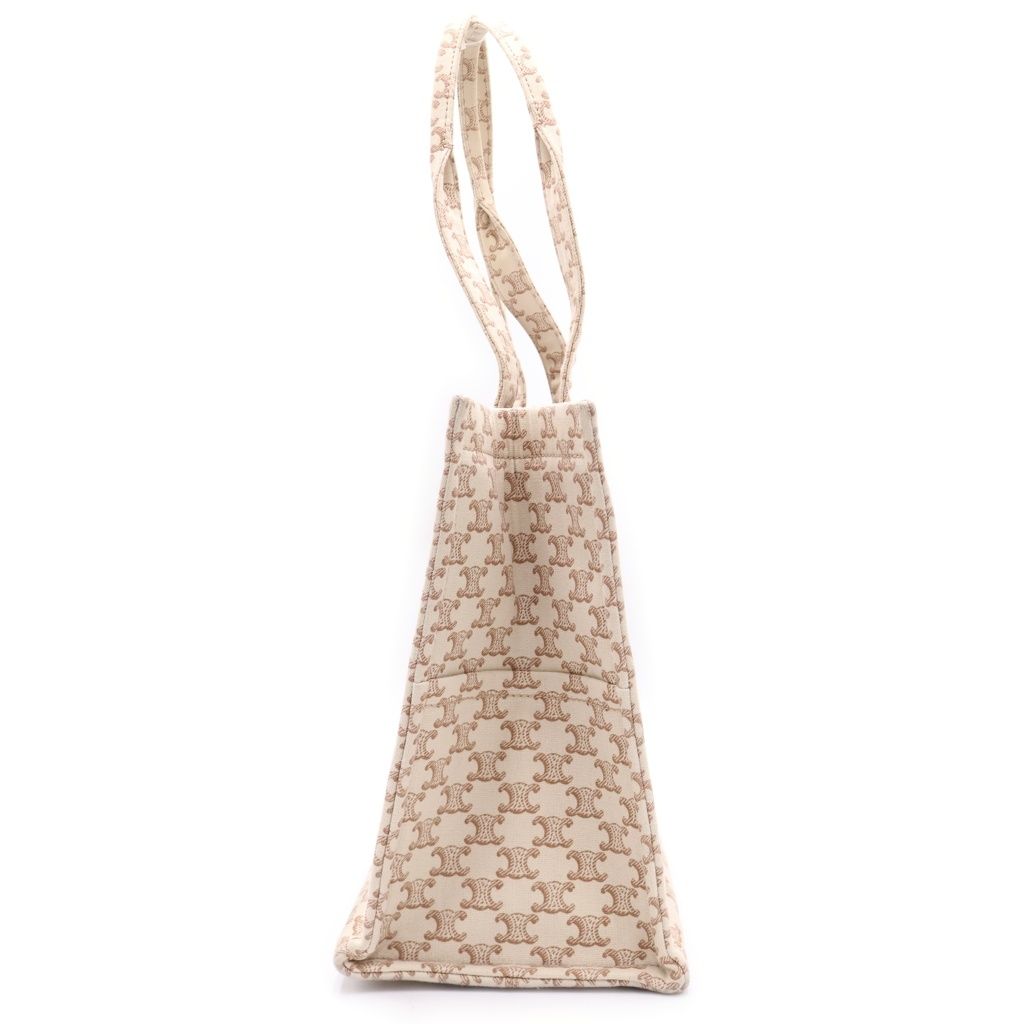 Celine Cabas Thais Large Triomphe Canvas Leather Tote Beige — view 3