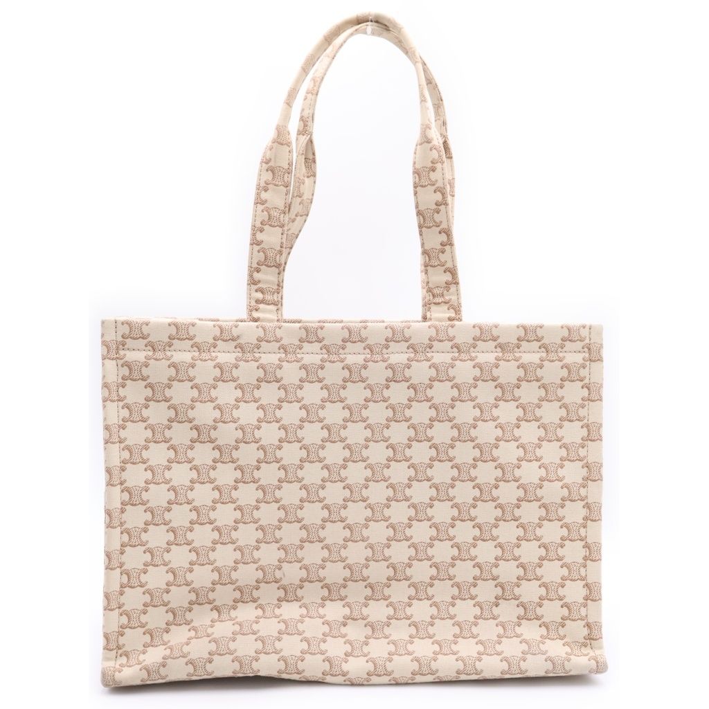 Celine Cabas Thais Large Triomphe Canvas Leather Tote Beige — view 2